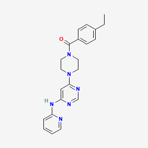 molecular formula C22H24N6O B2747231 (4-Ethylphenyl)(4-(6-(pyridin-2-ylamino)pyrimidin-4-yl)piperazin-1-yl)methanone CAS No. 1421498-42-1