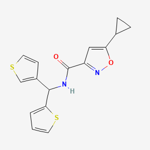 molecular formula C16H14N2O2S2 B2747250 5-cyclopropyl-N-(thiophen-2-yl(thiophen-3-yl)methyl)isoxazole-3-carboxamide CAS No. 2034605-71-3