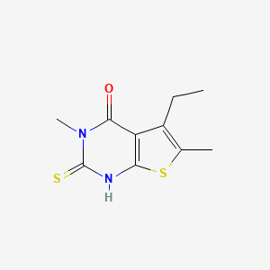 molecular formula C10H12N2OS2 B2747252 5-ethyl-3,6-dimethyl-2-sulfanyl-3H,4H-thieno[2,3-d]pyrimidin-4-one CAS No. 733015-19-5