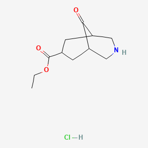 molecular formula C11H18ClNO3 B2747256 Ethyl 9-oxo-3-azabicyclo[3.3.1]nonane-7-carboxylate;hydrochloride CAS No. 2470438-98-1