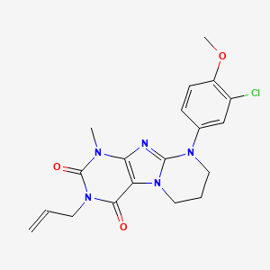 molecular formula C19H20ClN5O3 B2747257 9-(3-chloro-4-methoxyphenyl)-1-methyl-3-prop-2-enyl-7,8-dihydro-6H-purino[7,8-a]pyrimidine-2,4-dione CAS No. 887695-23-0