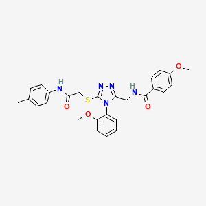 molecular formula C27H27N5O4S B2747258 4-甲氧基-N-[[4-(2-甲氧基苯基)-5-[2-(4-甲基苯胺基)-2-氧代乙基]硫代-1,2,4-三唑-3-基]甲基]苯甲酰胺 CAS No. 476450-37-0