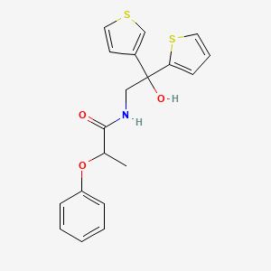 molecular formula C19H19NO3S2 B2747260 N-(2-hydroxy-2-(thiophen-2-yl)-2-(thiophen-3-yl)ethyl)-2-phenoxypropanamide CAS No. 2034491-69-3