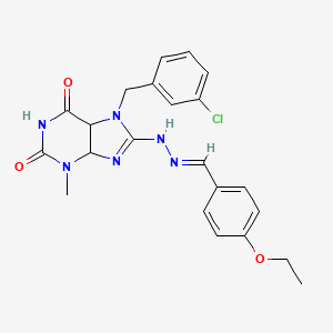 molecular formula C22H21ClN6O3 B2747261 7-[(3-chlorophenyl)methyl]-8-[(E)-2-[(4-ethoxyphenyl)methylidene]hydrazin-1-yl]-3-methyl-2,3,6,7-tetrahydro-1H-purine-2,6-dione CAS No. 949332-87-0
