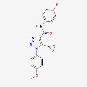molecular formula C19H17FN4O2 B2747270 5-cyclopropyl-N-(4-fluorophenyl)-1-(4-methoxyphenyl)-1H-1,2,3-triazole-4-carboxamide CAS No. 954774-26-6