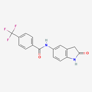 molecular formula C16H11F3N2O2 B2747274 N-(2-氧代吲哚-5-基)-4-(三氟甲基)苯甲酰胺 CAS No. 921774-61-0