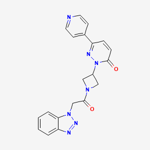 molecular formula C20H17N7O2 B2747277 2-[1-[2-(Benzotriazol-1-yl)acetyl]azetidin-3-yl]-6-pyridin-4-ylpyridazin-3-one CAS No. 2380190-36-1