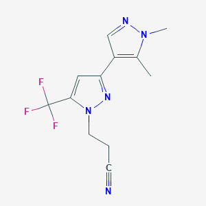 molecular formula C12H12F3N5 B2747281 3-[1',5'-dimethyl-5-(trifluoromethyl)-1H,1'H-3,4'-bipyrazol-1-yl]propanenitrile CAS No. 1006333-22-7