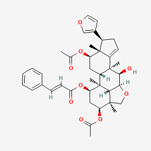 [(1S,2S,4R,5R,6R,10S,11R,12S,15S,16S,18R,19S)-4,16-Diacetyloxy-6-(furan-3-yl)-11-hydroxy-1,5,10,15-tetramethyl-13-oxapentacyclo[10.6.1.02,10.05,9.015,19]nonadec-8-en-18-yl] (E)-3-phenylprop-2-enoate