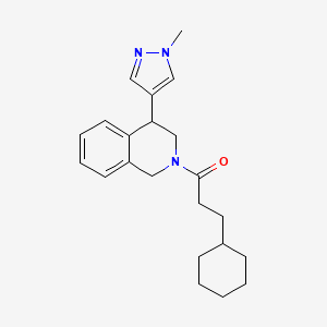 molecular formula C22H29N3O B2747318 3-cyclohexyl-1-(4-(1-methyl-1H-pyrazol-4-yl)-3,4-dihydroisoquinolin-2(1H)-yl)propan-1-one CAS No. 2309773-83-7
