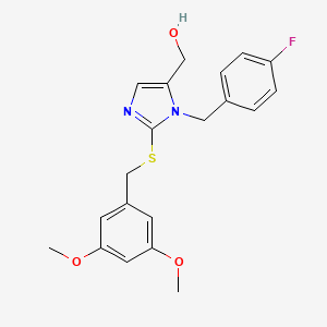 (2-((3,5-dimethoxybenzyl)thio)-1-(4-fluorobenzyl)-1H-imidazol-5-yl)methanol