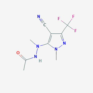 molecular formula C9H10F3N5O B2747322 N'-[4-cyano-1-methyl-3-(trifluoromethyl)-1H-pyrazol-5-yl]-N'-methylacetohydrazide CAS No. 321526-25-4