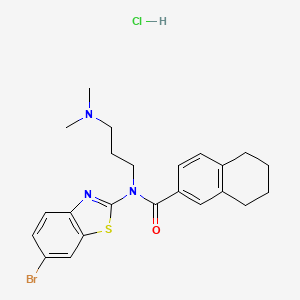 molecular formula C23H27BrClN3OS B2747324 N-(6-bromobenzo[d]thiazol-2-yl)-N-(3-(dimethylamino)propyl)-5,6,7,8-tetrahydronaphthalene-2-carboxamide hydrochloride CAS No. 1321884-40-5