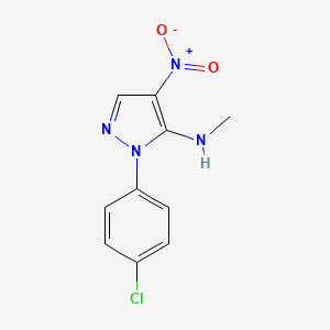 molecular formula C10H9ClN4O2 B2747338 1-(4-chlorophenyl)-N-methyl-4-nitro-1H-pyrazol-5-amine CAS No. 321522-17-2