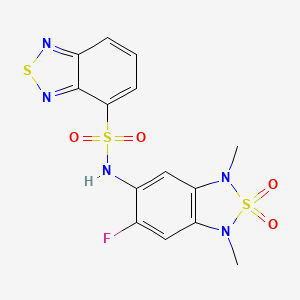 molecular formula C14H12FN5O4S3 B2747356 N-(6-fluoro-1,3-dimethyl-2,2-dioxido-1,3-dihydrobenzo[c][1,2,5]thiadiazol-5-yl)benzo[c][1,2,5]thiadiazole-4-sulfonamide CAS No. 2034590-12-8