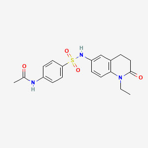 molecular formula C19H21N3O4S B2747357 N-(4-(N-(1-ethyl-2-oxo-1,2,3,4-tetrahydroquinolin-6-yl)sulfamoyl)phenyl)acetamide CAS No. 922105-04-2