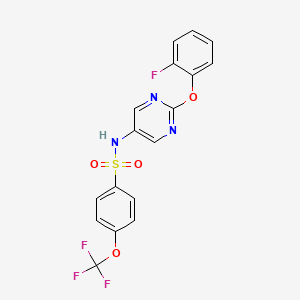 molecular formula C17H11F4N3O4S B2747362 N-(2-(2-fluorophenoxy)pyrimidin-5-yl)-4-(trifluoromethoxy)benzenesulfonamide CAS No. 1396684-86-8
