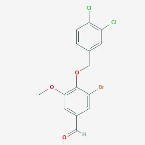 molecular formula C15H11BrCl2O3 B2747365 3-Bromo-4-[(3,4-dichlorobenzyl)oxy]-5-methoxybenzaldehyde CAS No. 219765-92-1