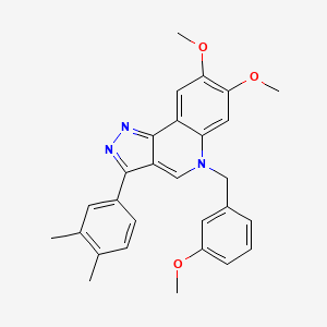molecular formula C28H27N3O3 B2747380 3-(3,4-dimethylphenyl)-7,8-dimethoxy-5-(3-methoxybenzyl)-5H-pyrazolo[4,3-c]quinoline CAS No. 866809-80-5