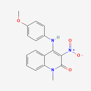 molecular formula C17H15N3O4 B2747392 4-(4-Methoxyanilino)-1-methyl-3-nitroquinolin-2-one CAS No. 313276-30-1