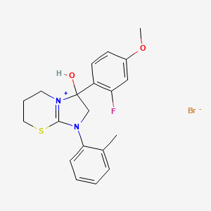 molecular formula C20H22BrFN2O2S B2747397 3-(2-氟-4-甲氧基苯基)-3-羟基-1-(邻甲苯基)-3,5,6,7-四氢-2H-咪唑并[2,1-b][1,3]噻嗪-1-铵溴化物 CAS No. 1101794-57-3