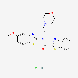 molecular formula C22H23ClN4O3S2 B2747399 N-(5-methoxybenzo[d]thiazol-2-yl)-N-(2-morpholinoethyl)benzo[d]thiazole-2-carboxamide hydrochloride CAS No. 1216681-17-2