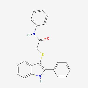 molecular formula C22H18N2OS B2747401 N-phenyl-2-[(2-phenyl-1H-indol-3-yl)sulfanyl]acetamide CAS No. 536702-59-7