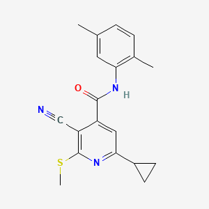 molecular formula C19H19N3OS B2747402 3-cyano-6-cyclopropyl-N-(2,5-dimethylphenyl)-2-(methylsulfanyl)pyridine-4-carboxamide CAS No. 1375205-75-6
