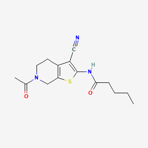 molecular formula C15H19N3O2S B2747406 N-(6-乙酰基-3-氰基-4,5,6,7-四氢噻吩[2,3-c]吡啶-2-基)戊酰胺 CAS No. 864858-90-2