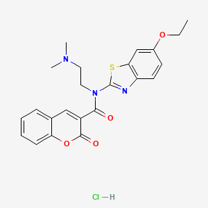 molecular formula C23H24ClN3O4S B2747415 N-(2-(dimethylamino)ethyl)-N-(6-ethoxybenzo[d]thiazol-2-yl)-2-oxo-2H-chromene-3-carboxamide hydrochloride CAS No. 1215694-38-4
