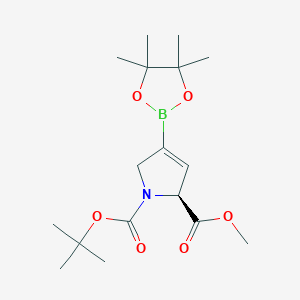 molecular formula C17H28BNO6 B2747432 (S)-1-叔丁基-2-甲基-4-(4,4,5,5-四甲基-1,3,2-二氧代硼杂环戊二烯-2-基)-1H-吡咯-1,2(2H,5H)-二甲酸二酯 CAS No. 1628500-51-5