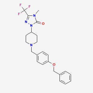 molecular formula C23H25F3N4O2 B2747450 1-(1-(4-(benzyloxy)benzyl)piperidin-4-yl)-4-methyl-3-(trifluoromethyl)-1H-1,2,4-triazol-5(4H)-one CAS No. 2034512-09-7