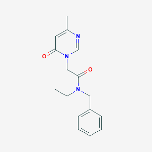 molecular formula C16H19N3O2 B2747457 N-benzyl-N-ethyl-2-(4-methyl-6-oxopyrimidin-1(6H)-yl)acetamide CAS No. 1203180-69-1