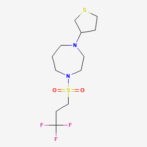 molecular formula C12H21F3N2O2S2 B2747470 1-(Tetrahydrothiophen-3-yl)-4-((3,3,3-trifluoropropyl)sulfonyl)-1,4-diazepane CAS No. 2309554-02-5