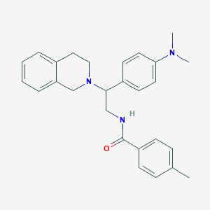molecular formula C27H31N3O B2747472 N-(2-(3,4-dihydroisoquinolin-2(1H)-yl)-2-(4-(dimethylamino)phenyl)ethyl)-4-methylbenzamide CAS No. 946287-59-8