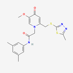 molecular formula C20H22N4O3S2 B2747482 N-(3,5-dimethylphenyl)-2-(5-methoxy-2-(((5-methyl-1,3,4-thiadiazol-2-yl)thio)methyl)-4-oxopyridin-1(4H)-yl)acetamide CAS No. 933252-61-0