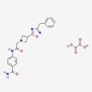 molecular formula C23H23N5O7 B2747488 4-(2-(3-(3-Benzyl-1,2,4-oxadiazol-5-yl)azetidin-1-yl)acetamido)benzamide oxalate CAS No. 1396715-70-0