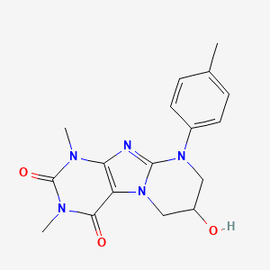molecular formula C17H19N5O3 B2747489 7-hydroxy-1,3-dimethyl-9-(4-methylphenyl)-7,8-dihydro-6H-purino[7,8-a]pyrimidine-2,4-dione CAS No. 80248-90-4