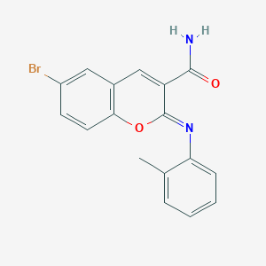 (2Z)-6-bromo-2-[(2-methylphenyl)imino]-2H-chromene-3-carboxamide