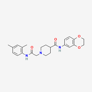 molecular formula C24H29N3O4 B2747499 N-(2,3-dihydrobenzo[b][1,4]dioxin-6-yl)-1-(2-((2,4-dimethylphenyl)amino)-2-oxoethyl)piperidine-4-carboxamide CAS No. 941929-07-3