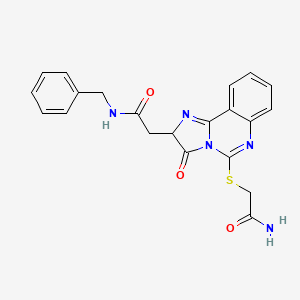 molecular formula C21H19N5O3S B2747502 2-[5-(2-amino-2-oxoethyl)sulfanyl-3-oxo-2H-imidazo[1,2-c]quinazolin-2-yl]-N-benzylacetamide CAS No. 958584-36-6