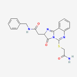 molecular formula C21H19N5O3S B2747502 2-[5-(2-氨基-2-氧代乙基)硫代-3-氧代-2H-咪唑并[1,2-c]喹唑啉-2-基]-N-苄基乙酰胺 CAS No. 958584-36-6