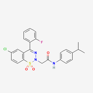 molecular formula C24H21ClFN3O3S B2747515 2-[6-chloro-4-(2-fluorophenyl)-1,1-dioxido-2H-1,2,3-benzothiadiazin-2-yl]-N-[4-(propan-2-yl)phenyl]acetamide CAS No. 1031575-39-9