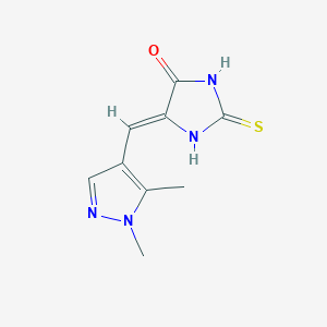 molecular formula C9H10N4OS B2747516 (Z)-5-((1,5-二甲基-1H-吡唑-4-基)甲亚甲基)-2-硫代咪唑烷-4-酮 CAS No. 1005682-01-8