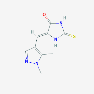 molecular formula C9H10N4OS B2747516 (Z)-5-((1,5-dimethyl-1H-pyrazol-4-yl)methylene)-2-thioxoimidazolidin-4-one CAS No. 1005682-01-8