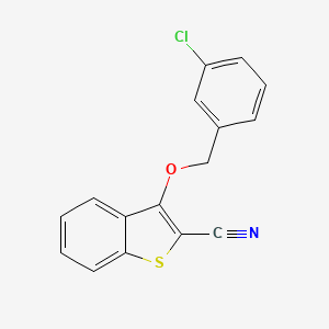 molecular formula C16H10ClNOS B2747518 3-[(3-Chlorophenyl)methoxy]-1-benzothiophene-2-carbonitrile CAS No. 320422-45-5