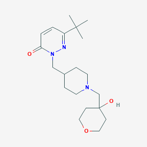 molecular formula C20H33N3O3 B2747530 6-叔丁基-2-({1-[(4-羟基氧杂环戊-4-基)甲基]哌啶-4-基}甲基)-2,3-二氢吡啶-3-酮 CAS No. 2189368-28-1