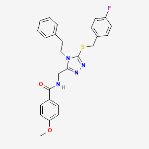 molecular formula C26H25FN4O2S B2747533 N-((5-((4-氟苄基)硫)-4-苯乙基-4H-1,2,4-三唑-3-基)甲基)-4-甲氧基苯甲酰胺 CAS No. 476448-27-8