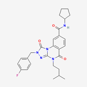 molecular formula C27H30FN5O3 B2747538 N-cyclopentyl-2-(4-fluorobenzyl)-4-(3-methylbutyl)-1,5-dioxo-1,2,4,5-tetrahydro[1,2,4]triazolo[4,3-a]quinazoline-8-carboxamide CAS No. 1243049-07-1