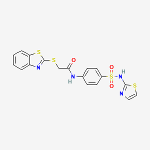 molecular formula C18H14N4O3S4 B2747540 2-(1,3-benzothiazol-2-ylsulfanyl)-N-[4-(1,3-thiazol-2-ylsulfamoyl)phenyl]acetamide CAS No. 312628-86-7